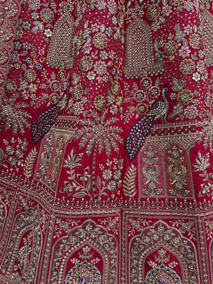 Terrific Pink Zari Work Silk Bridal Lehenga Choli With Double Dupatta