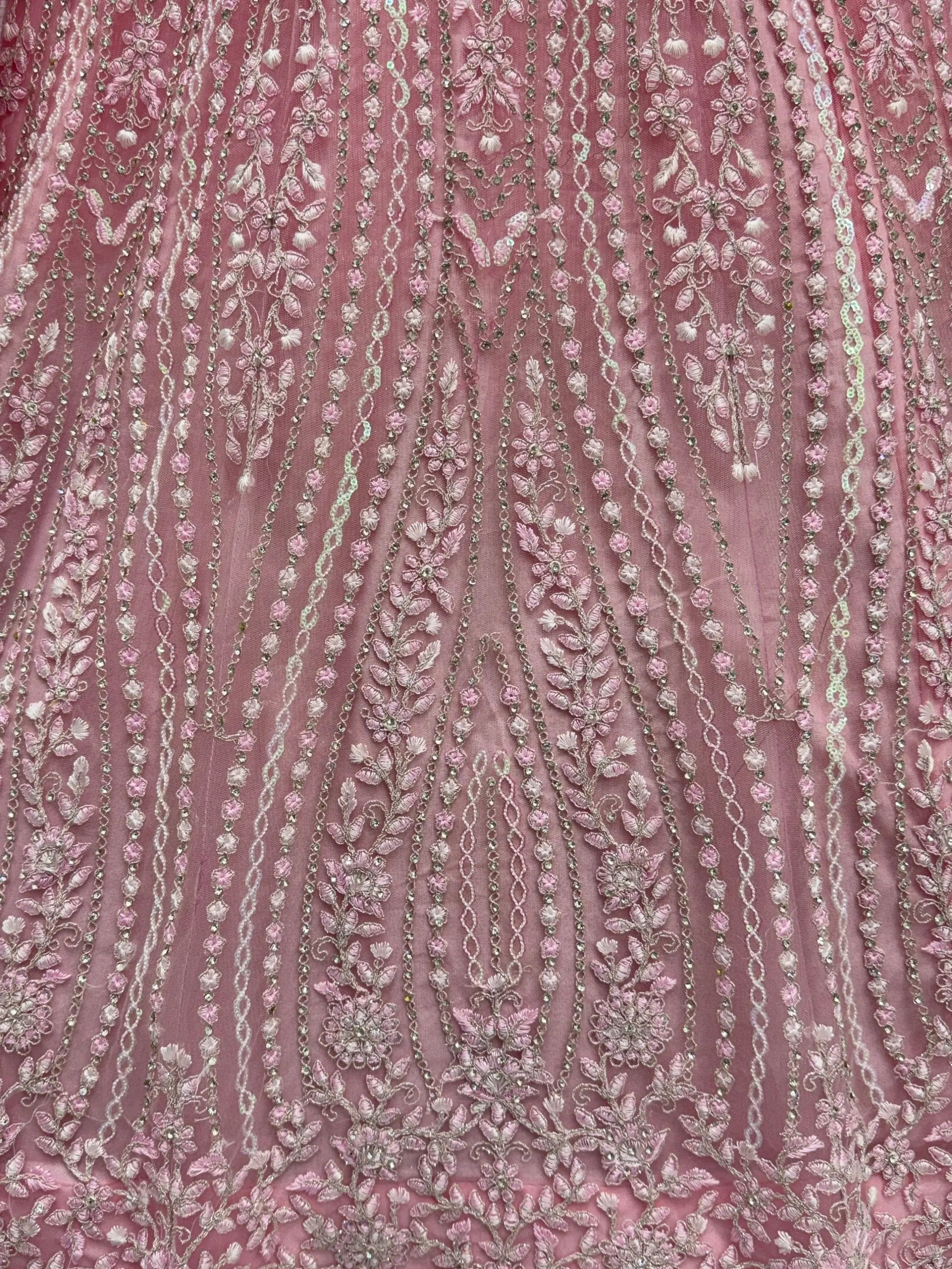 Stylish Powder Pink Thread Work Silk Bridesmaid Lehenga Choli With Dupatta