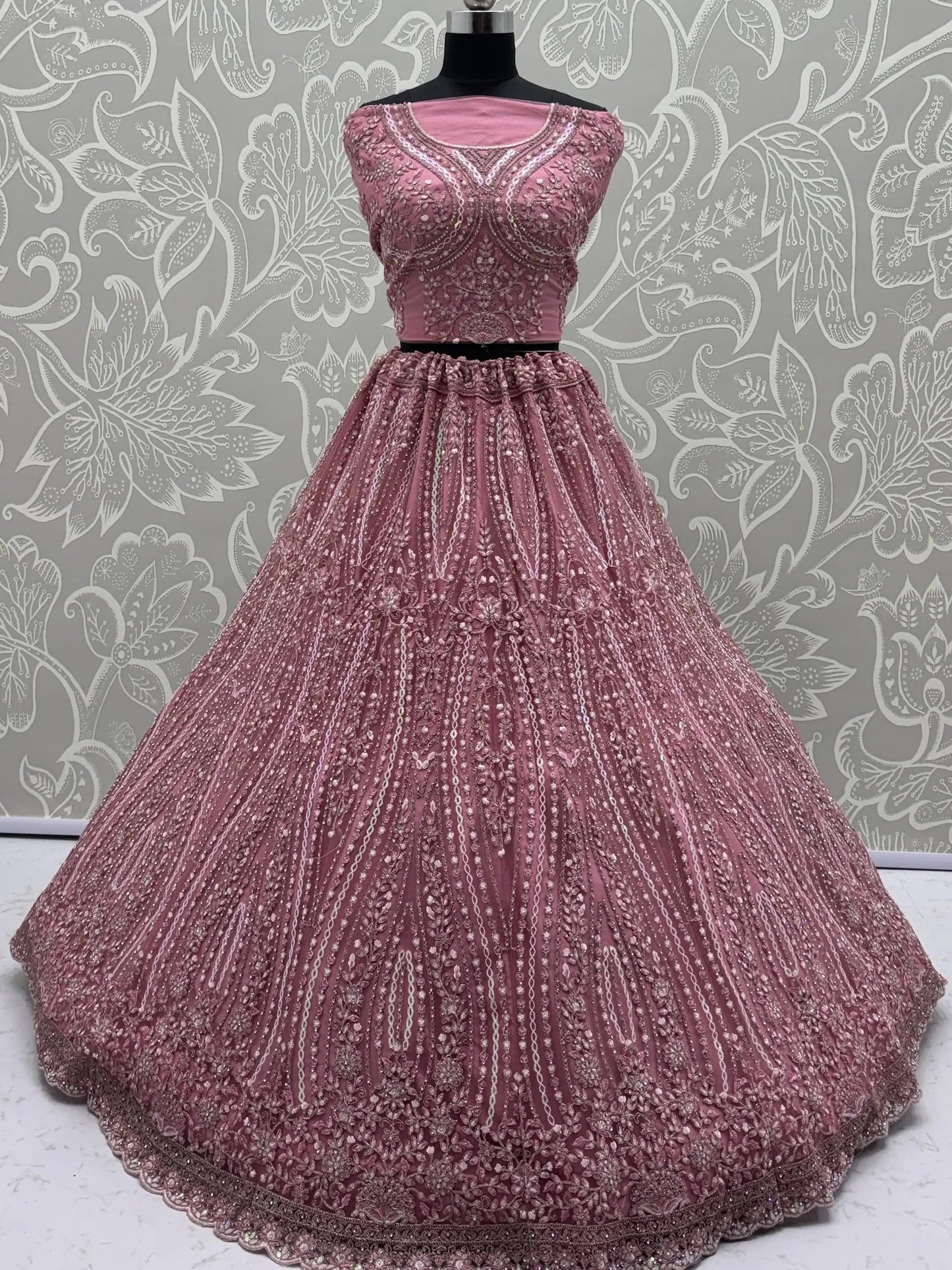 Wonderful Pink Dori Embroidery Silk Engagement Wear Lehenga With Blouse
