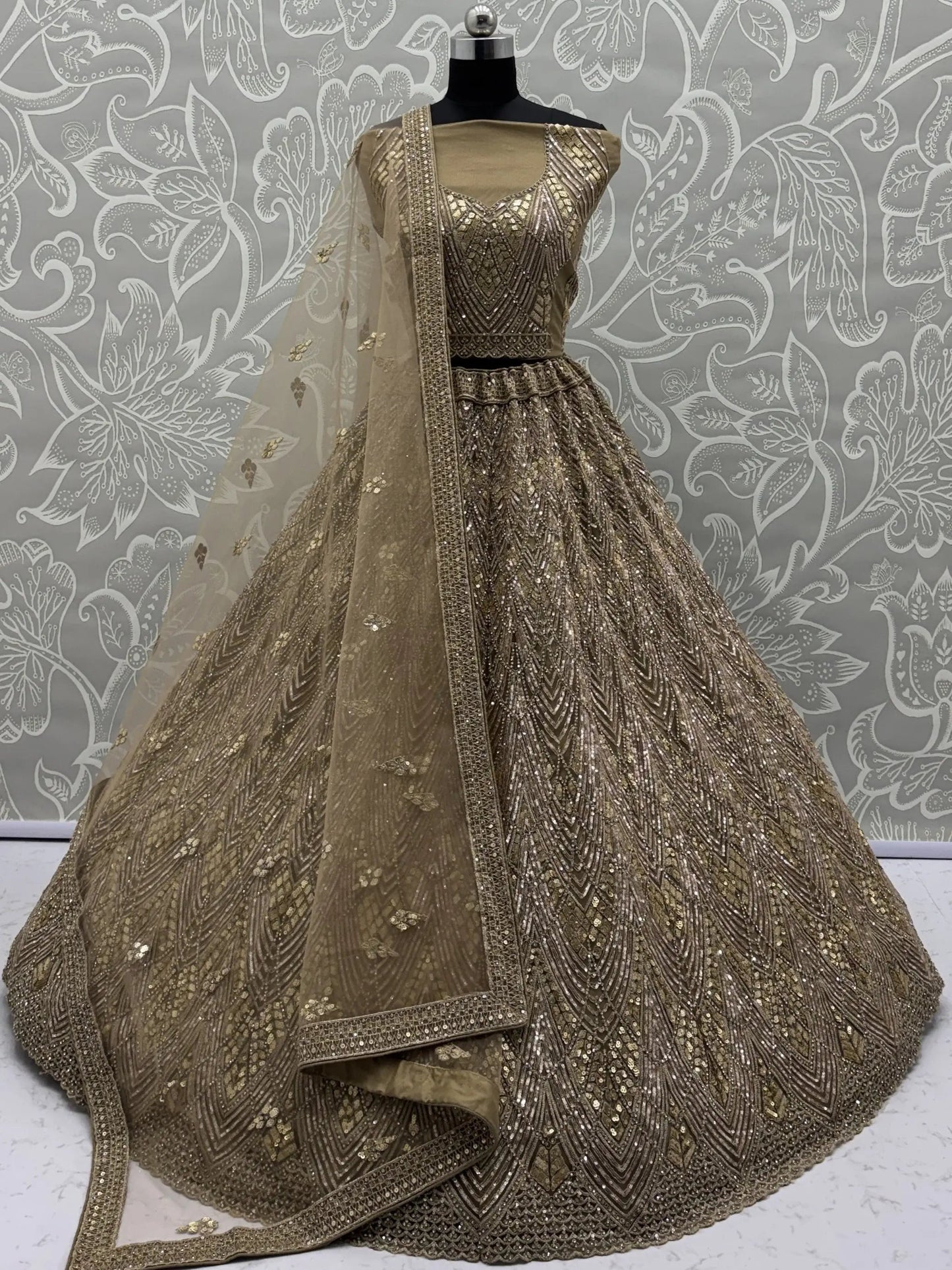 Tremendous Golden Dori Embroidered Net Cocktail Wear Lehenga Choli With Dupatta