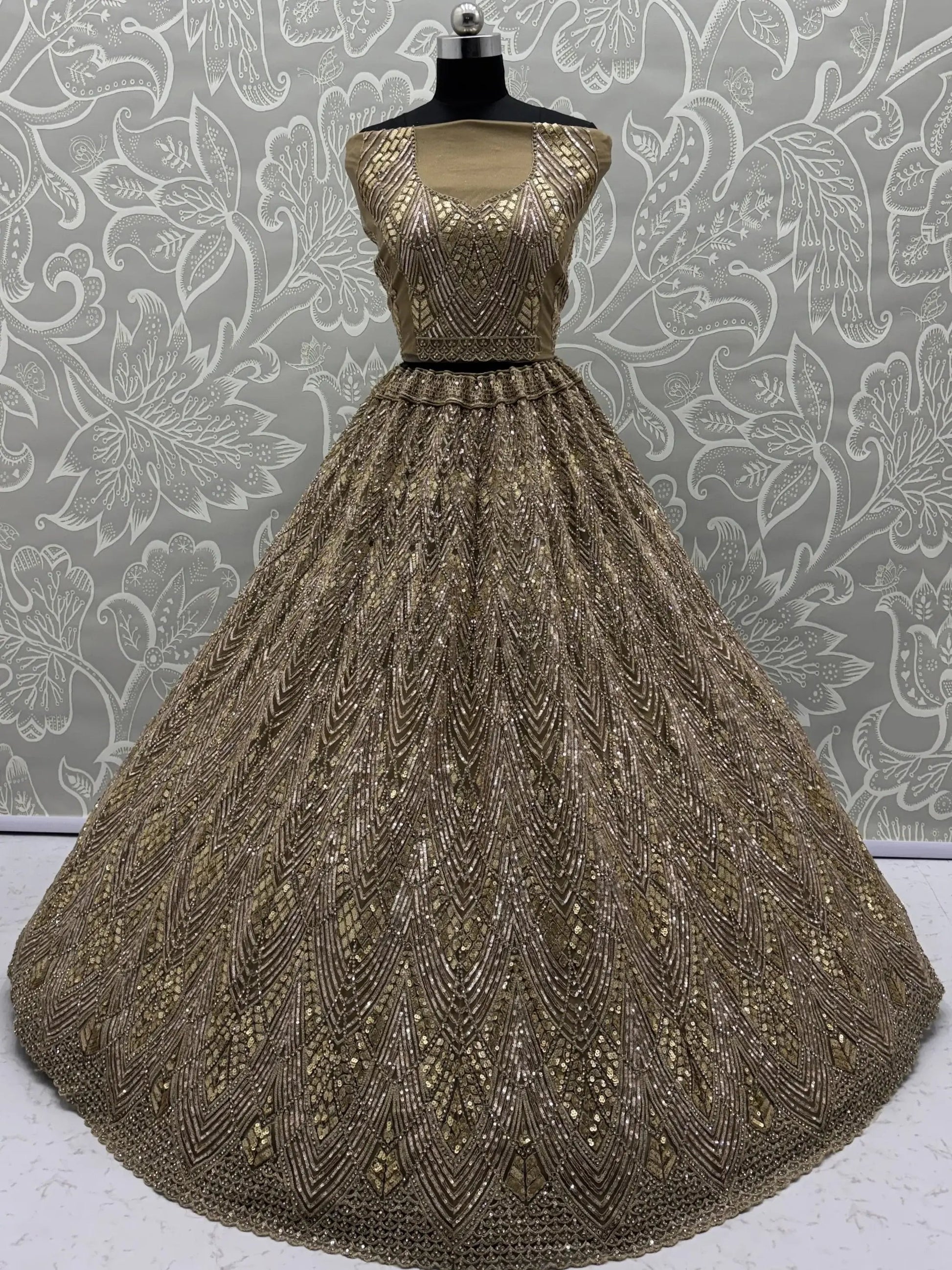 Tremendous Golden Dori Embroidered Net Cocktail Wear Lehenga Choli With Dupatta