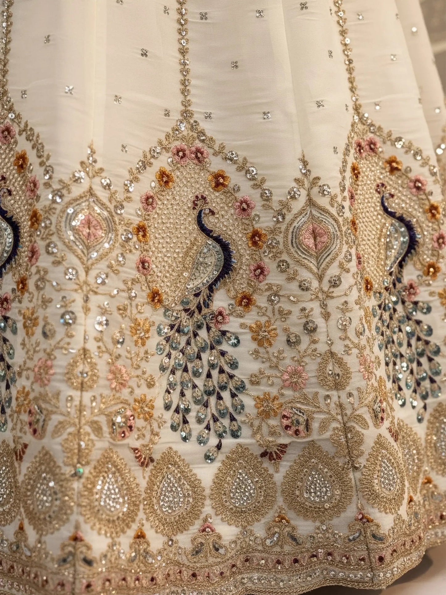 Classy White Dori Embroidery Silk Marriage Wear Lehenga With Blouse