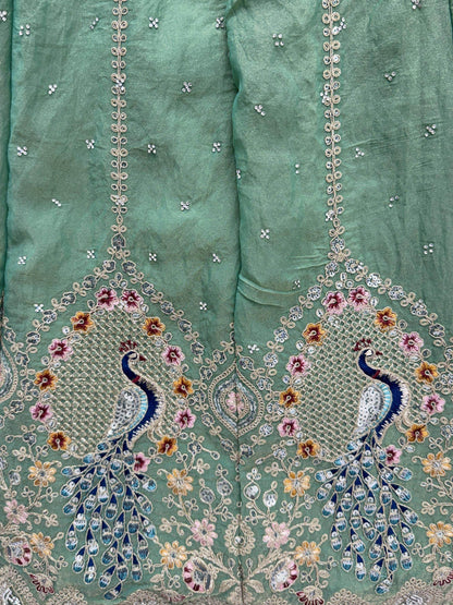 Regal Green Zircon Work Silk Mehendi Wear Lehenga Choli With Dupatta