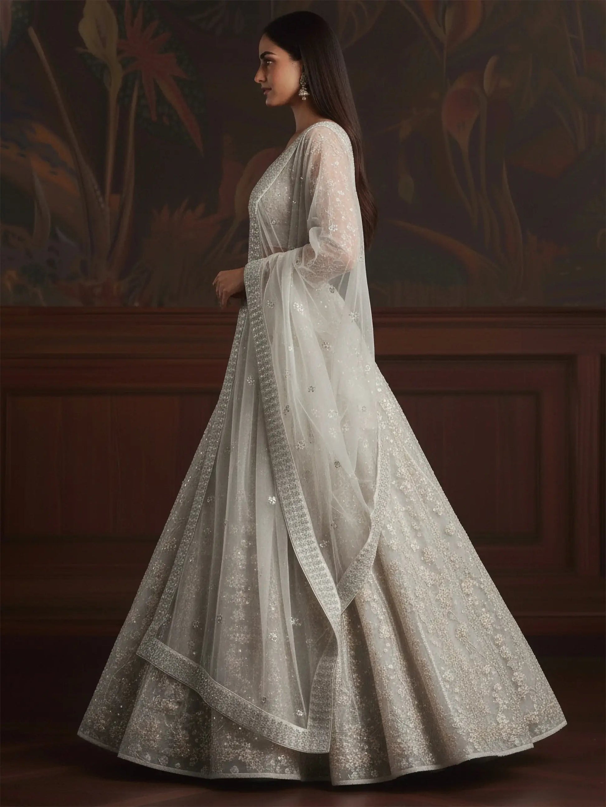 Grand White Dori Embroidery Net Designer Lehenga Choli With Dupatta