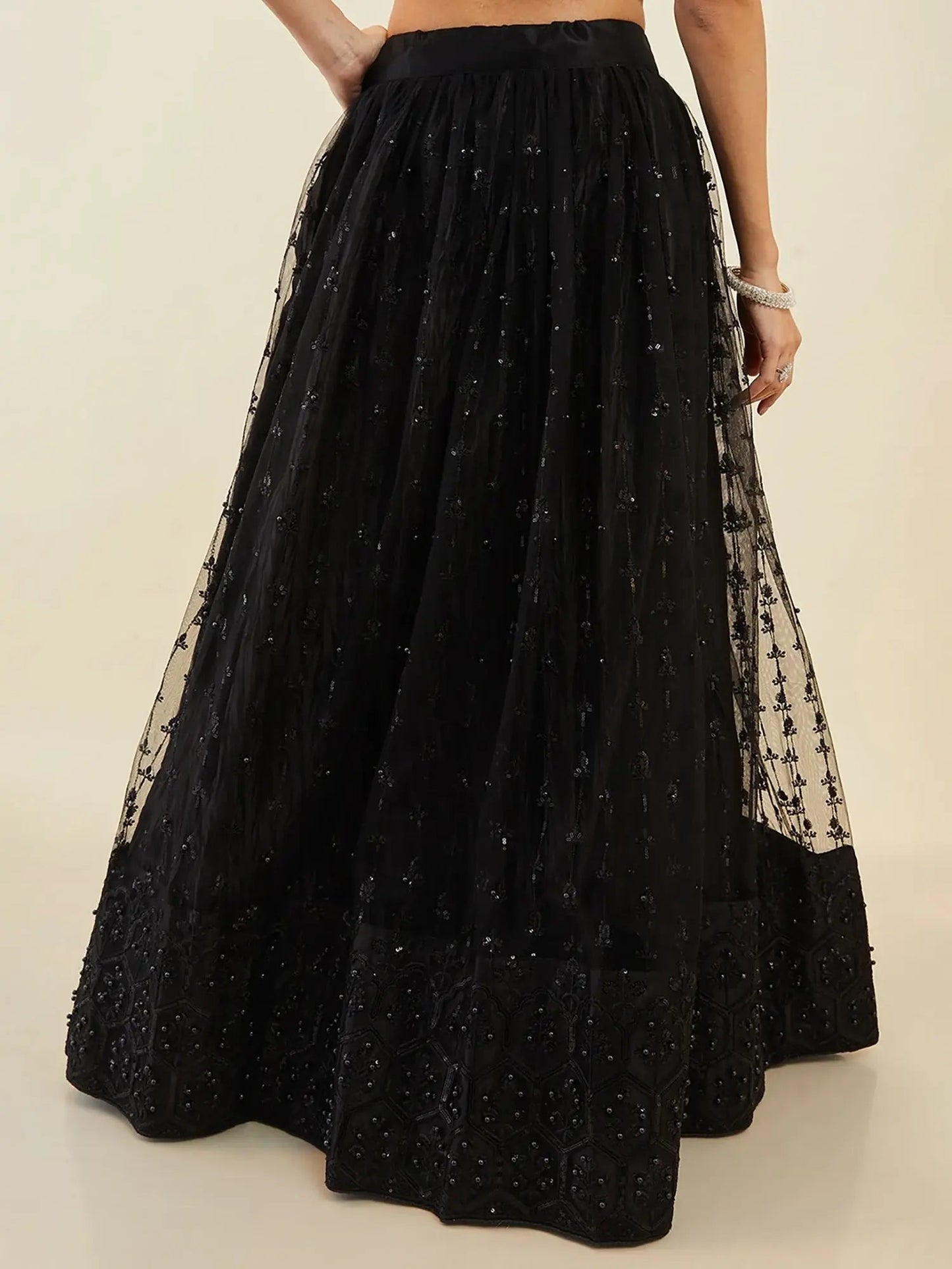 Stunning Black Sequins Party Wear Lehenga Choli With Net Dupatta