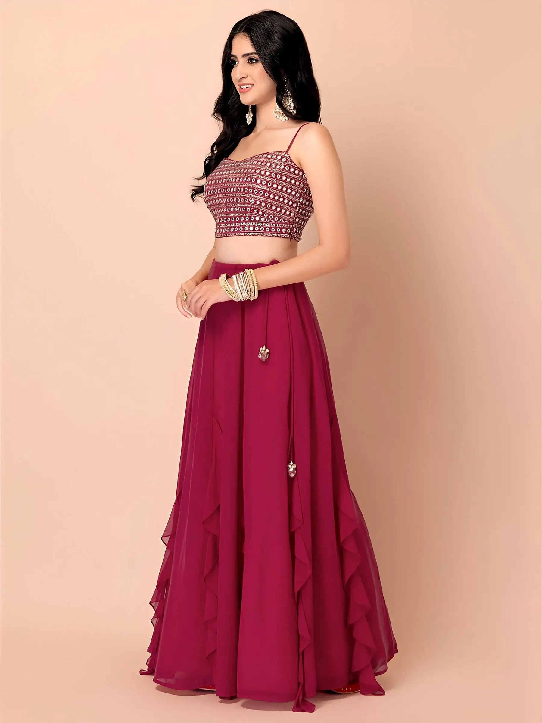 Adorable Pink Georgette Engagement Wear Lehenga Choli With Dupatta