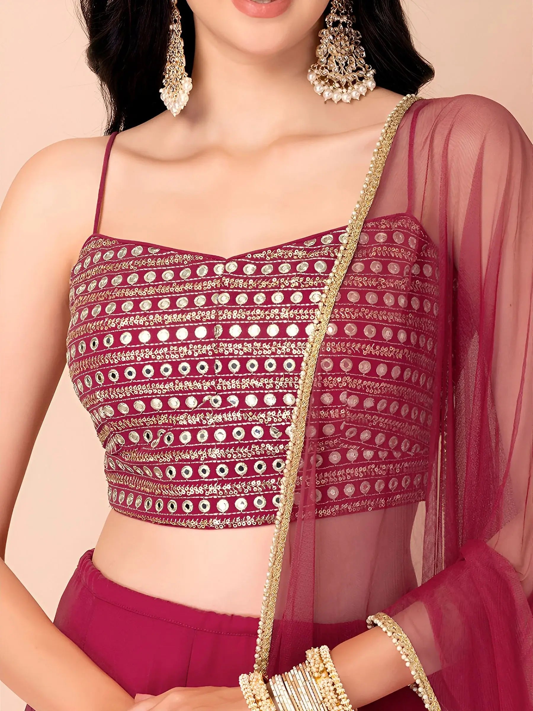 Adorable Pink Georgette Engagement Wear Lehenga Choli With Dupatta