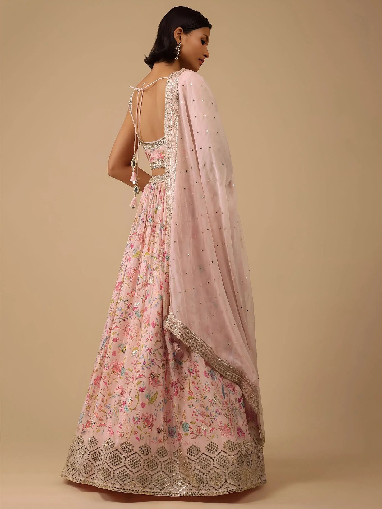 Captivating Peach Digital Printed Organza Lehenga Choli With Dupatta