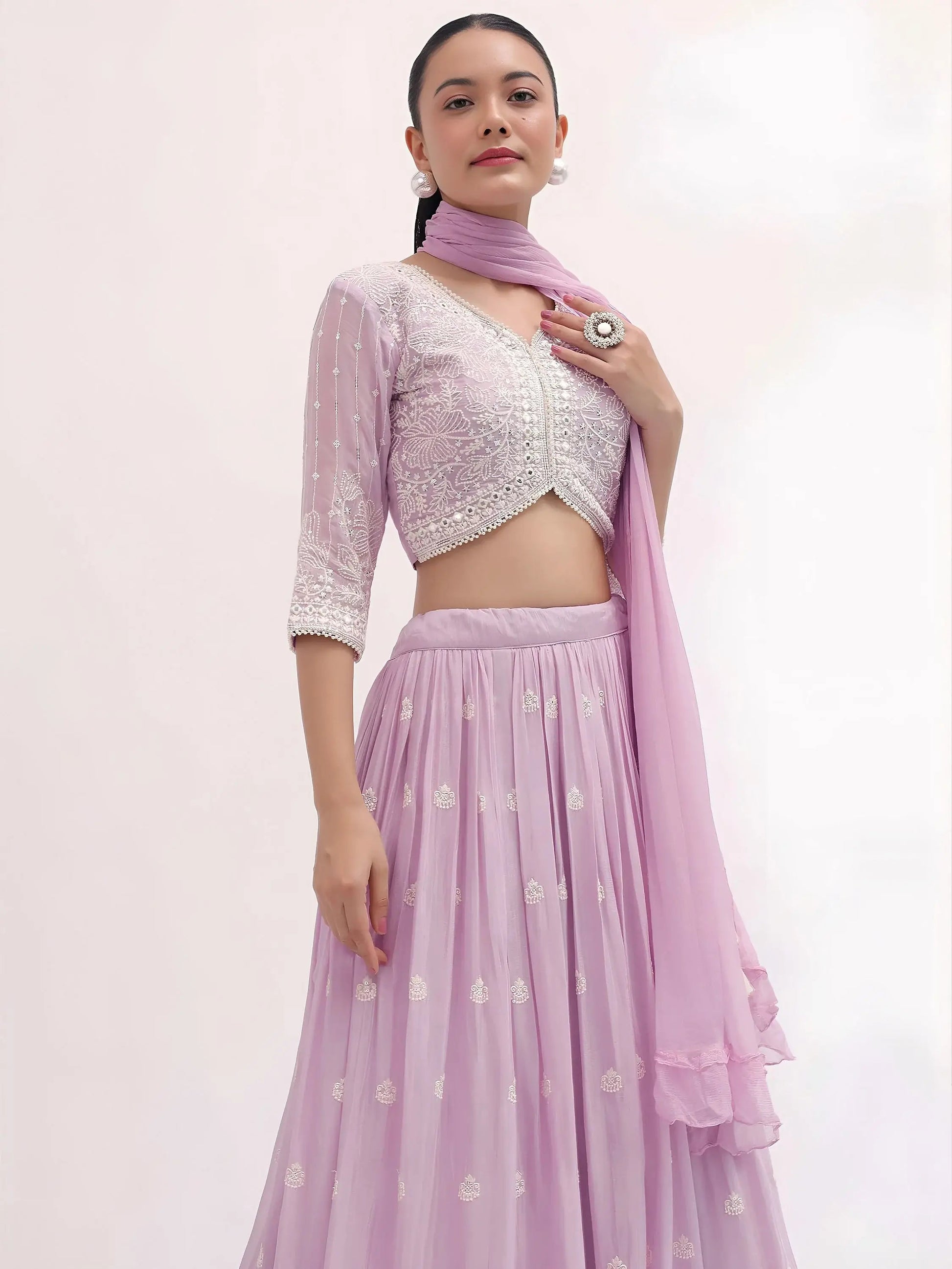 Awesome Pink Sequins Georgette Party Wear Lehenga Choli