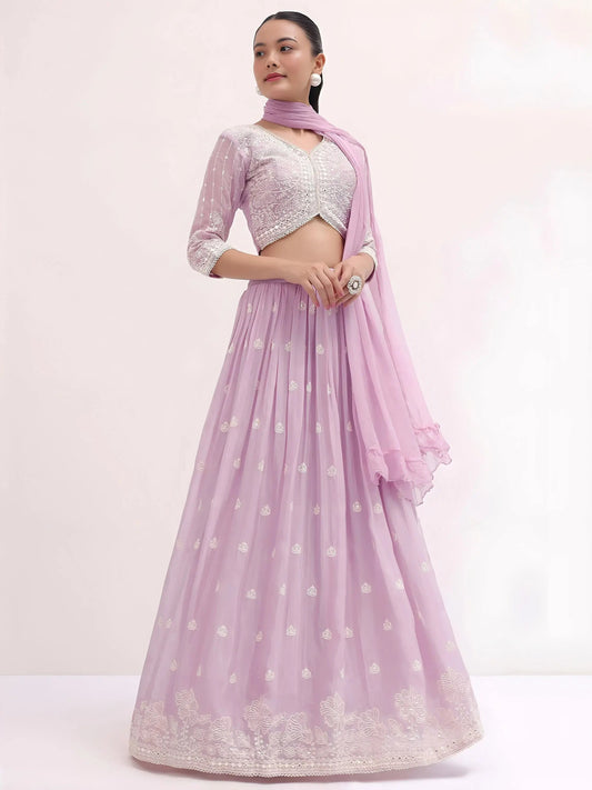 Awesome Pink Sequins Georgette Party Wear Lehenga Choli
