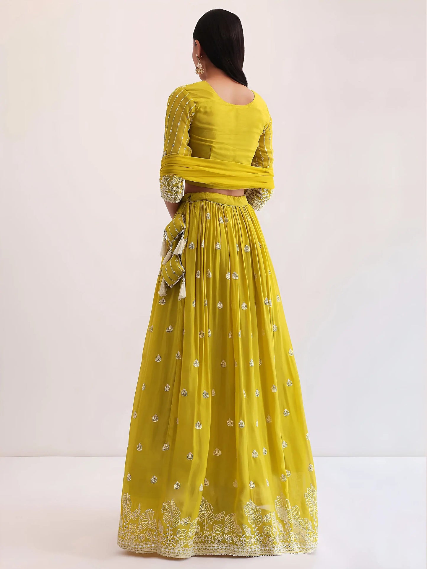 Wonderful Yellow Sequins Georgette Haldi Wear Lehenga Choli