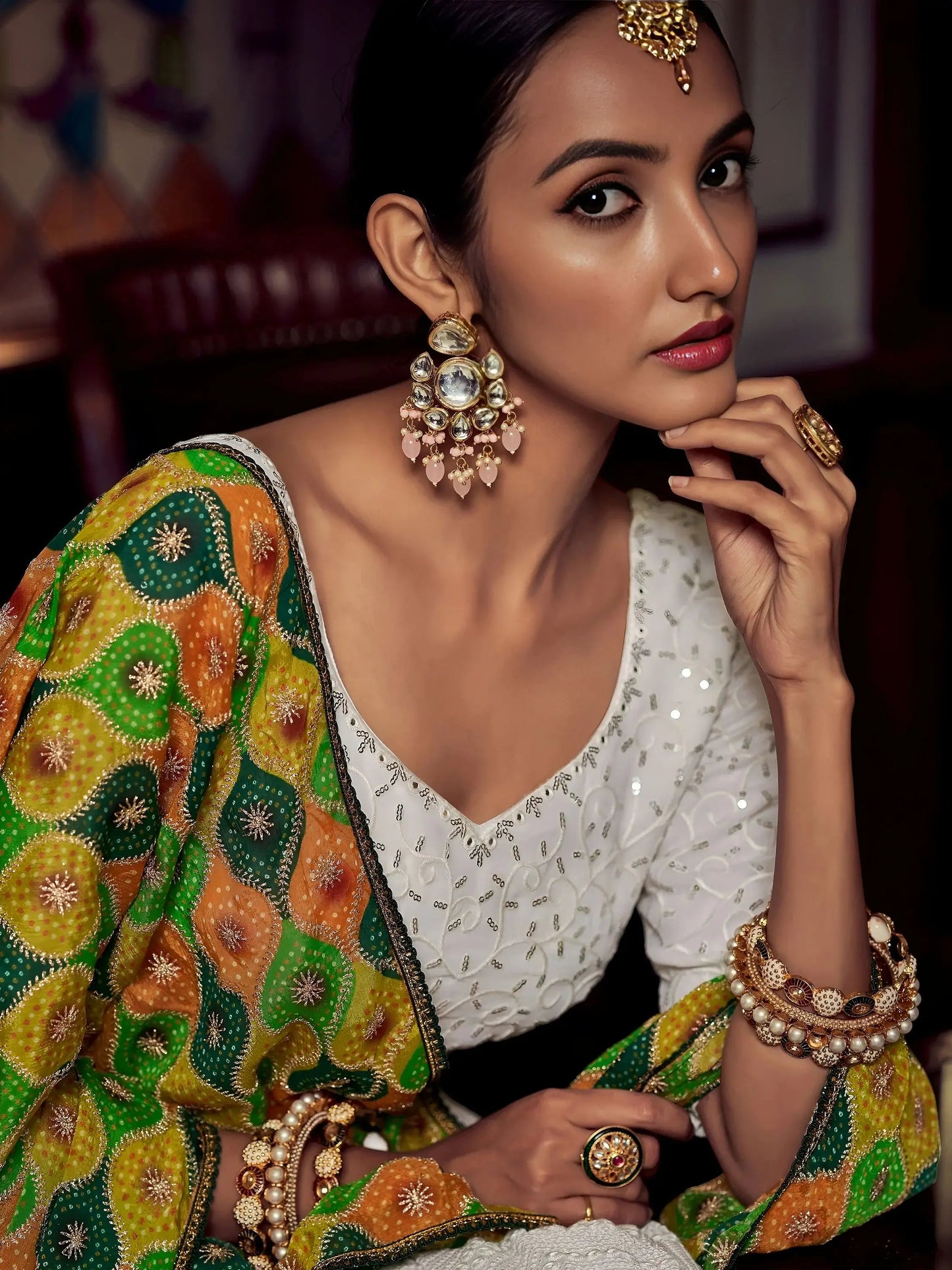 Beautiful White Sequins Georgette Function Wear Lehenga Choli With Dupatta