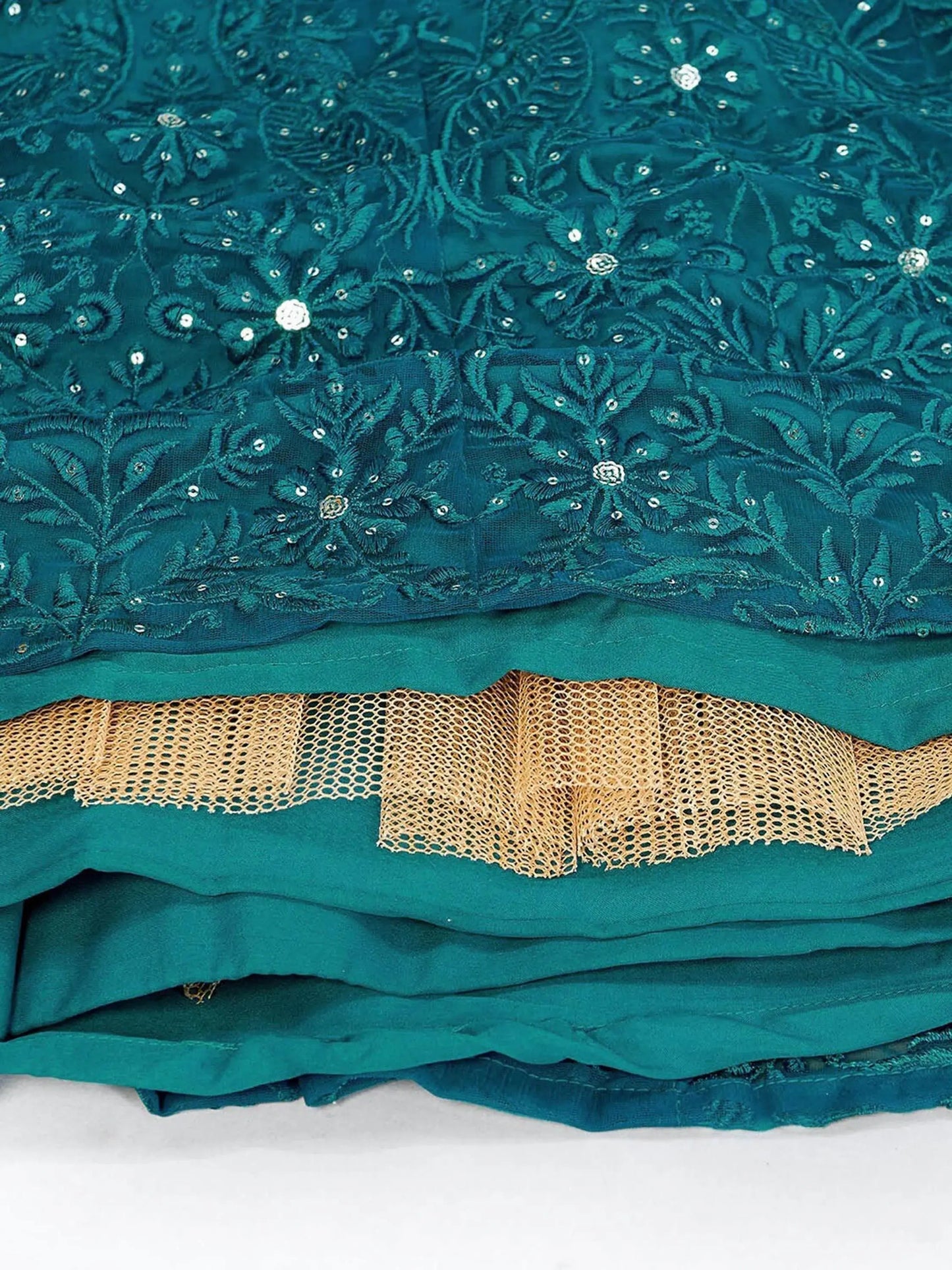 Regal Teal Green Sequins Work Net Traditional Lehenga Choli With Dupatta