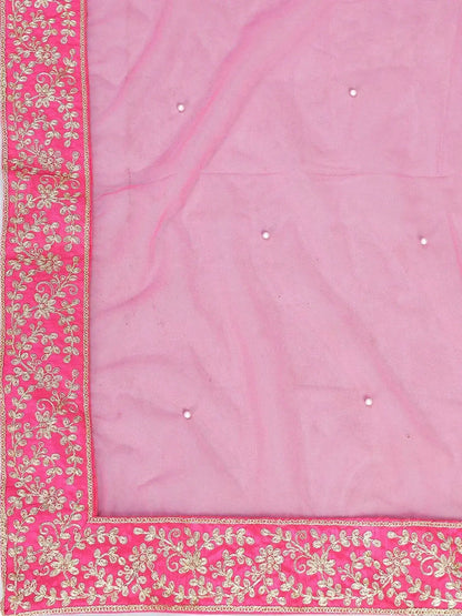 Fantastic Pink Dori Embroidery Silk Wedding Wear Lehenga Choli With Dupatta