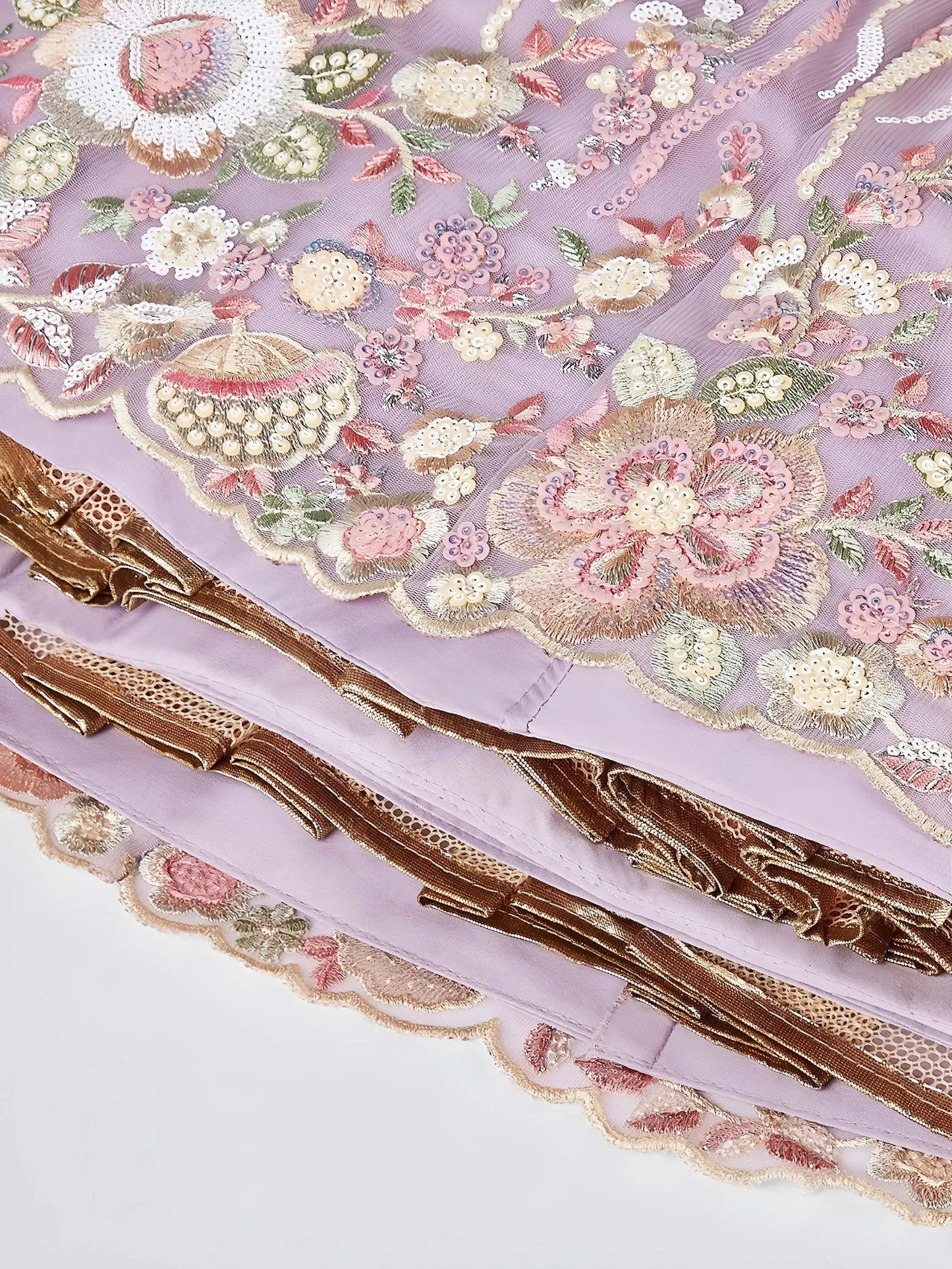 Exclusive Lavender Thread Embroidery Net Reception Wear Lehenga Choli