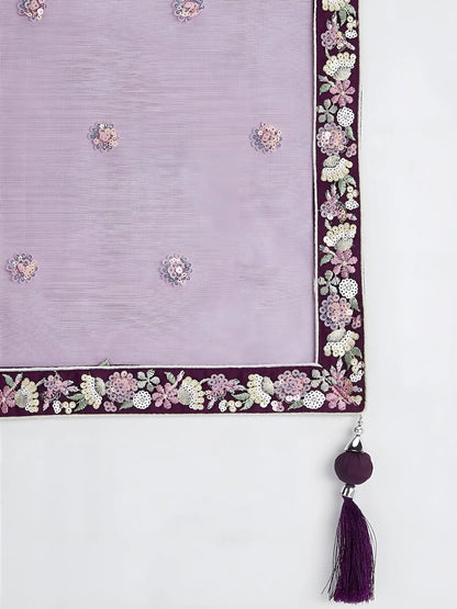 Sophisticated Wine Embroidered Net Party Wear Lehenga Choli With Dupatta