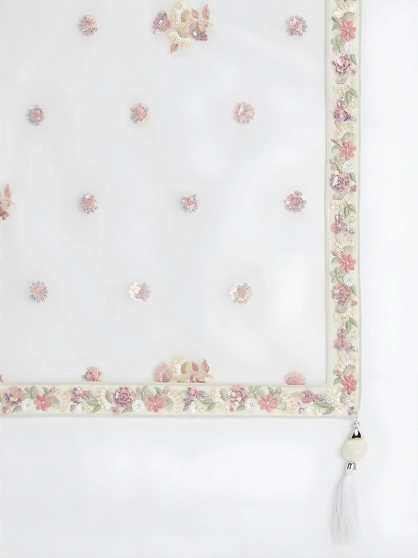 Superior White Thread Work Net Sangeet Wear Lehenga With Blouse