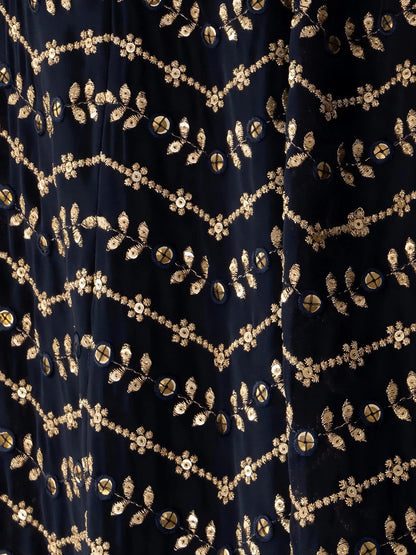 Lovely Blue Sequins Georgette Party Wear Lehenga Choli With Dupatta