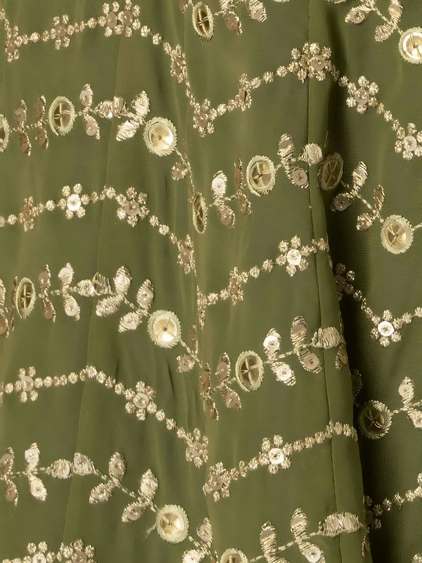 Ravishing Green Zari Embroidery Georgette Mehendi Wear Lehenga Choli