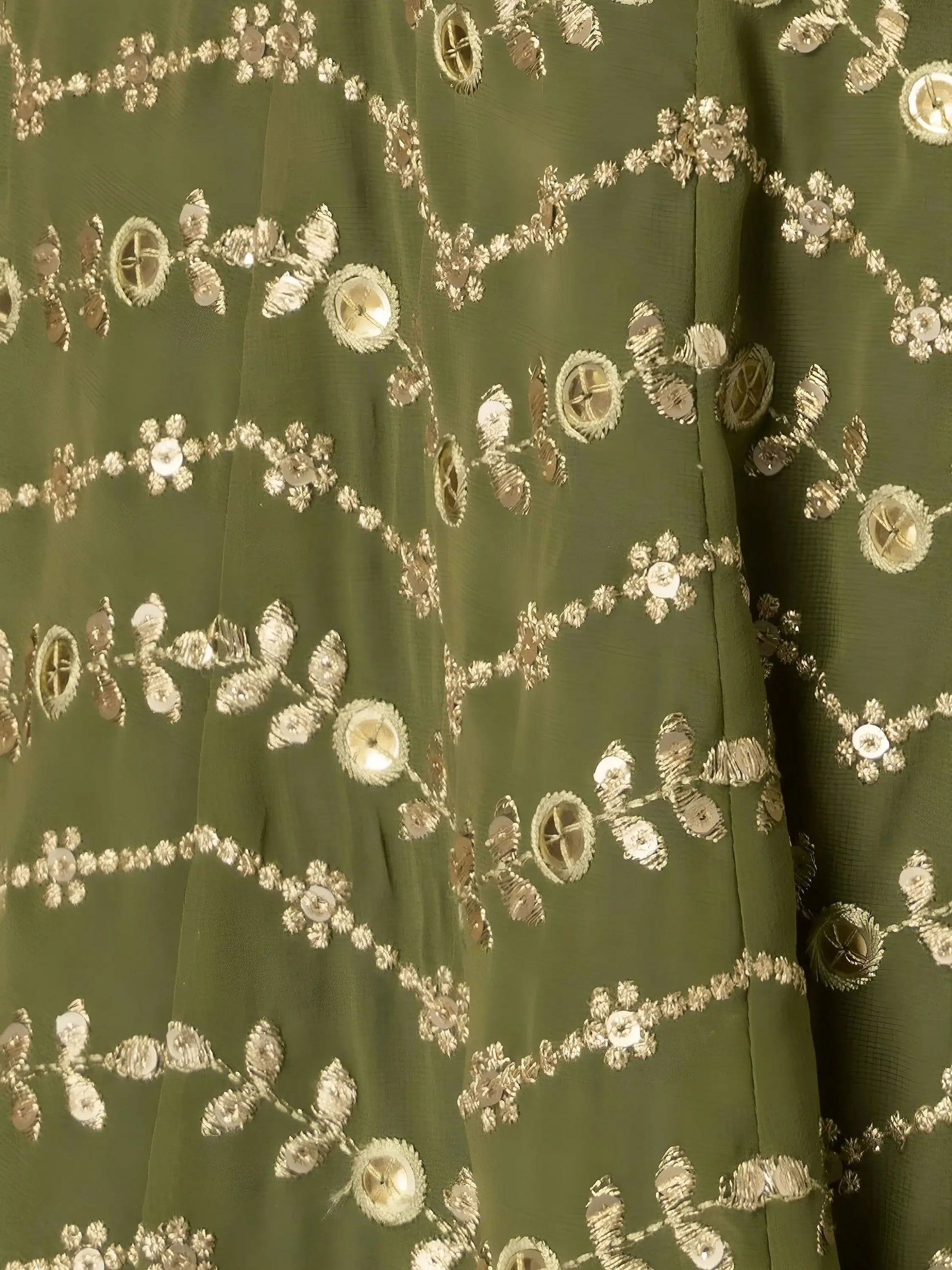 Ravishing Green Zari Embroidery Georgette Mehendi Wear Lehenga Choli