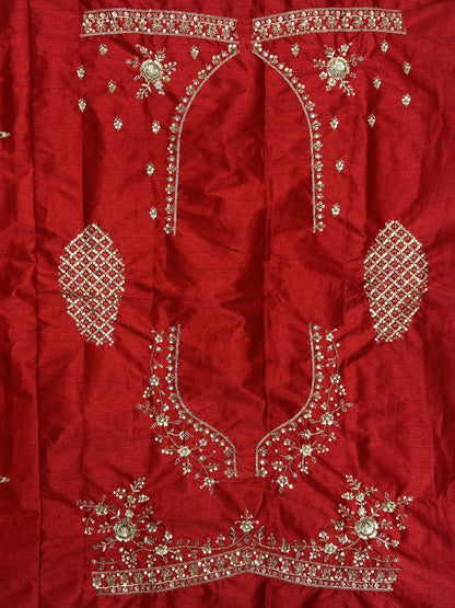 Lovely Red Hand Work Silk Bridal Wear Lehenga Choli With Double Dupatta