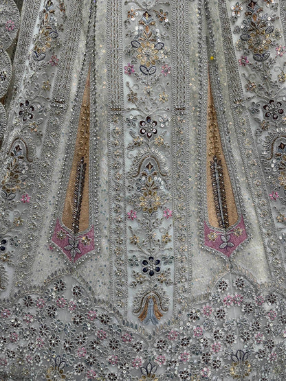 Outstanding White Dori Work Net Event Wear Lehenga Choli With Dupatta