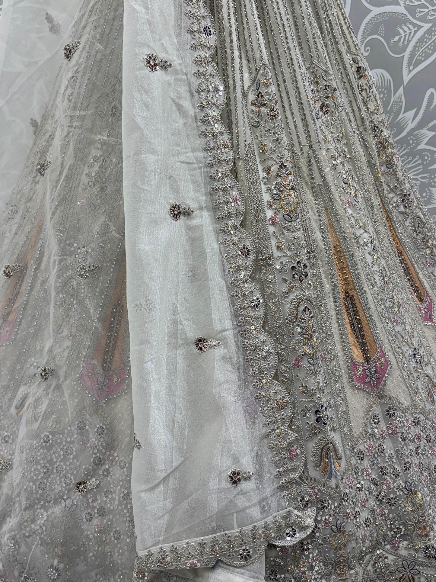 Outstanding White Dori Work Net Event Wear Lehenga Choli With Dupatta