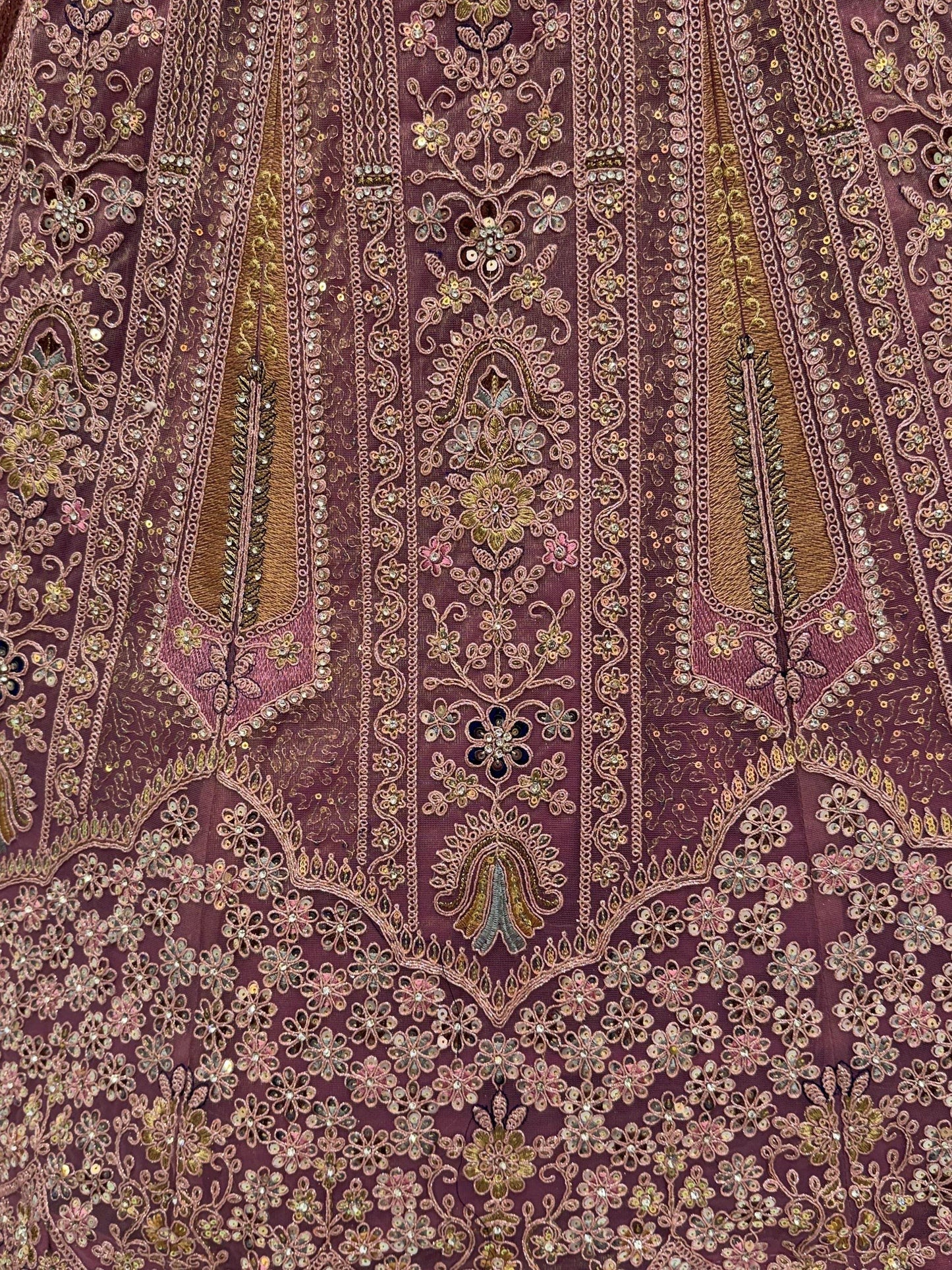 Regal Mauve Thread Embroidery Net Engagement Wear Lehenga Choli