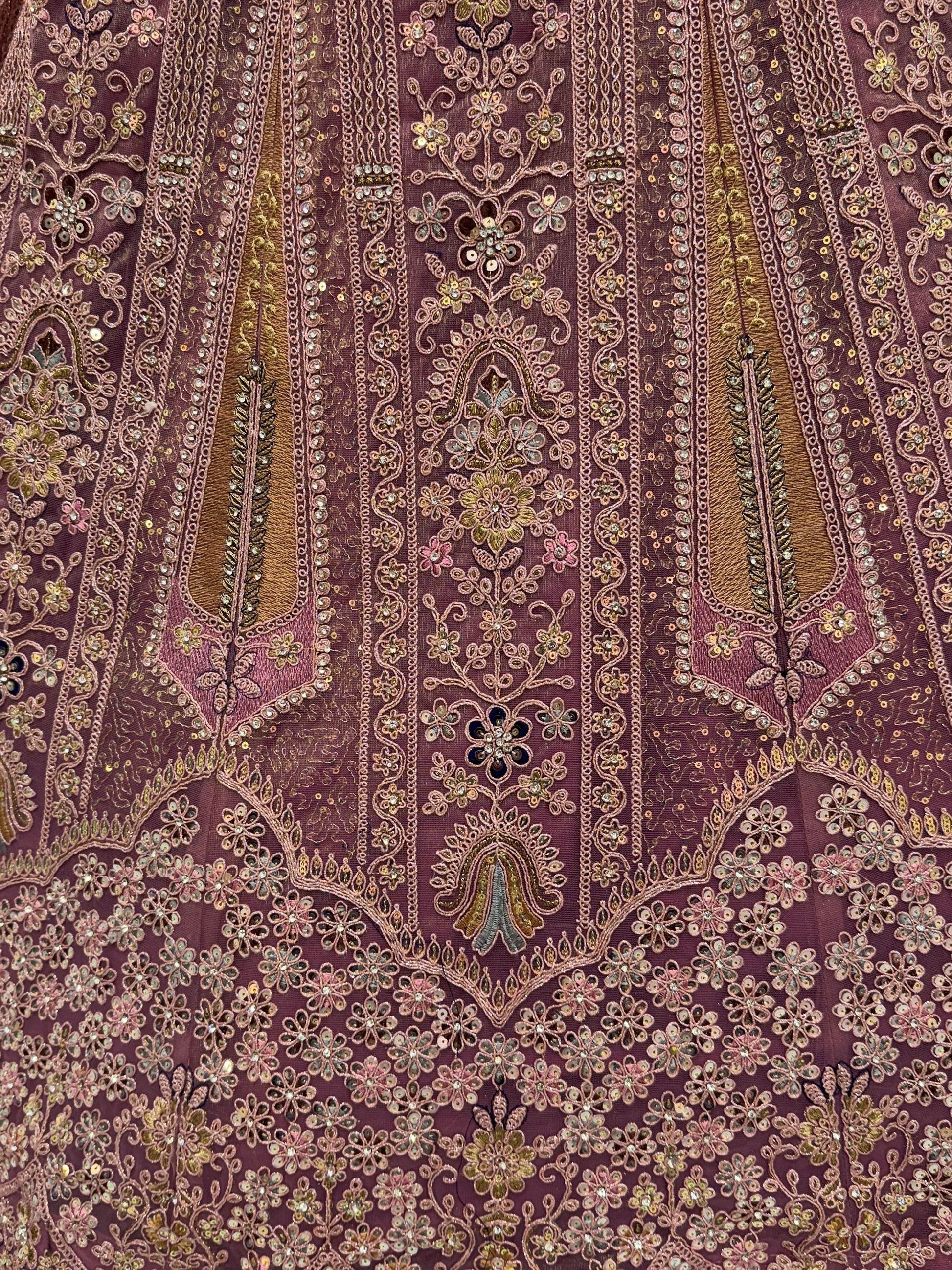 Regal Mauve Thread Embroidery Net Engagement Wear Lehenga Choli