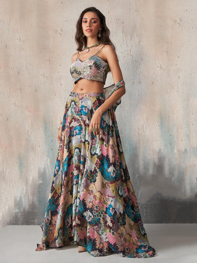 Charming Multi-Color Printed Chinon Party Wear Lehenga Choli