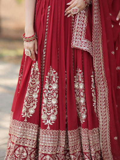 Marvelous Maroon Sequins Georgette Wedding Lehenga Choli