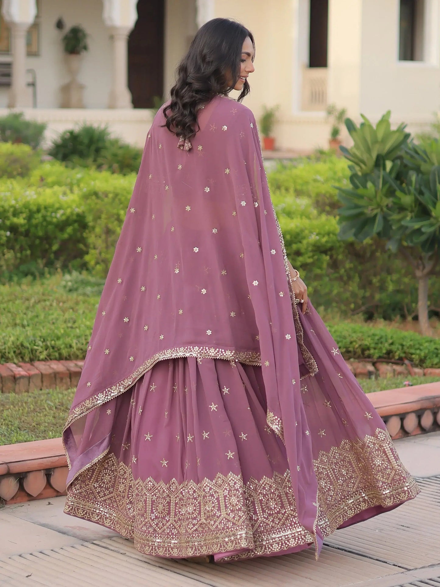 Attractive Pink Zari Embroidered Georgette Function Wear Lehenga Choli With Dupatta