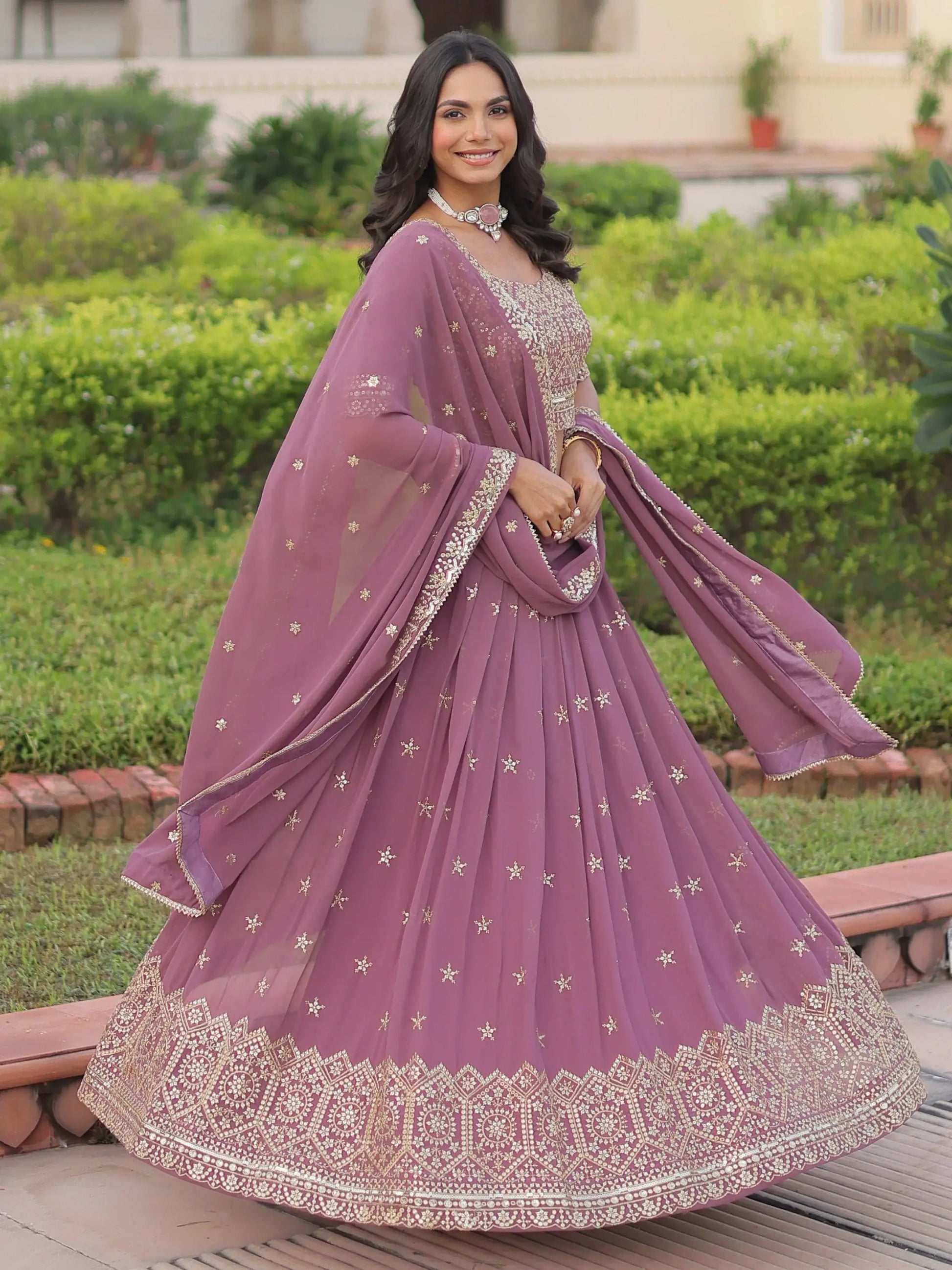 Attractive Pink Zari Embroidered Georgette Function Wear Lehenga Choli With Dupatta