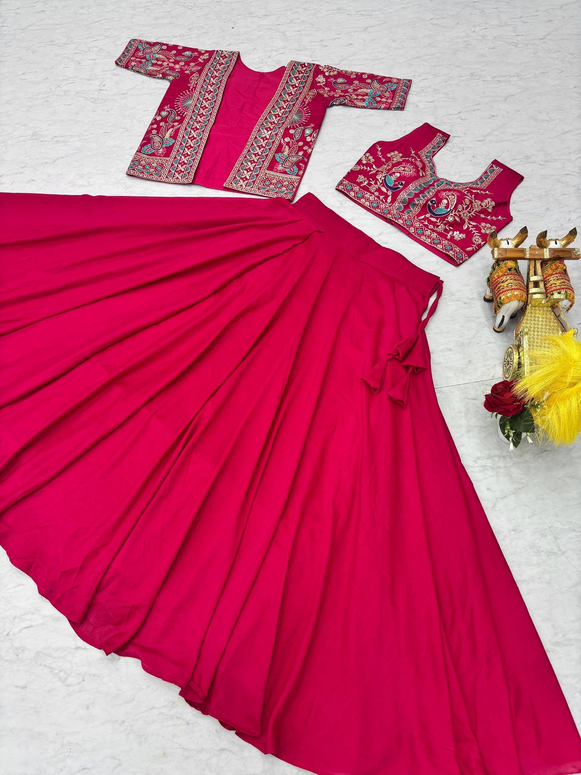 Amazing Rani Pink Embroidered Silk Function Wear Lehenga Choli With Jacket