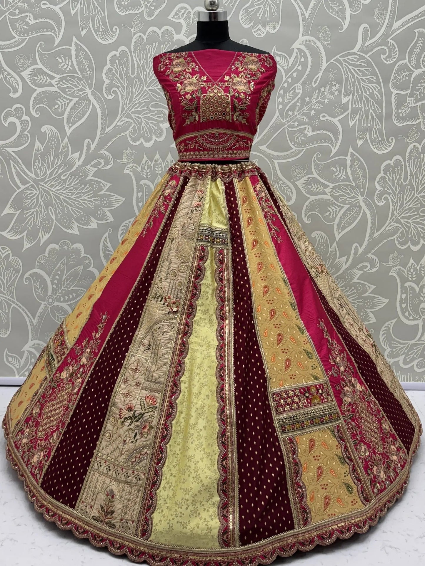 Marvelous Multi-Color Patch Work Silk Designer Lehenga Choli With Dupatta