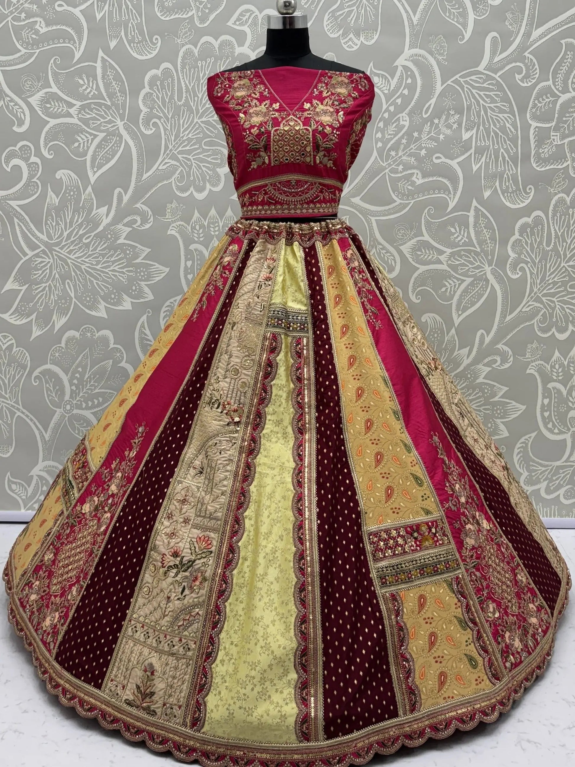 Marvelous Multi-Color Patch Work Silk Designer Lehenga Choli With Dupatta
