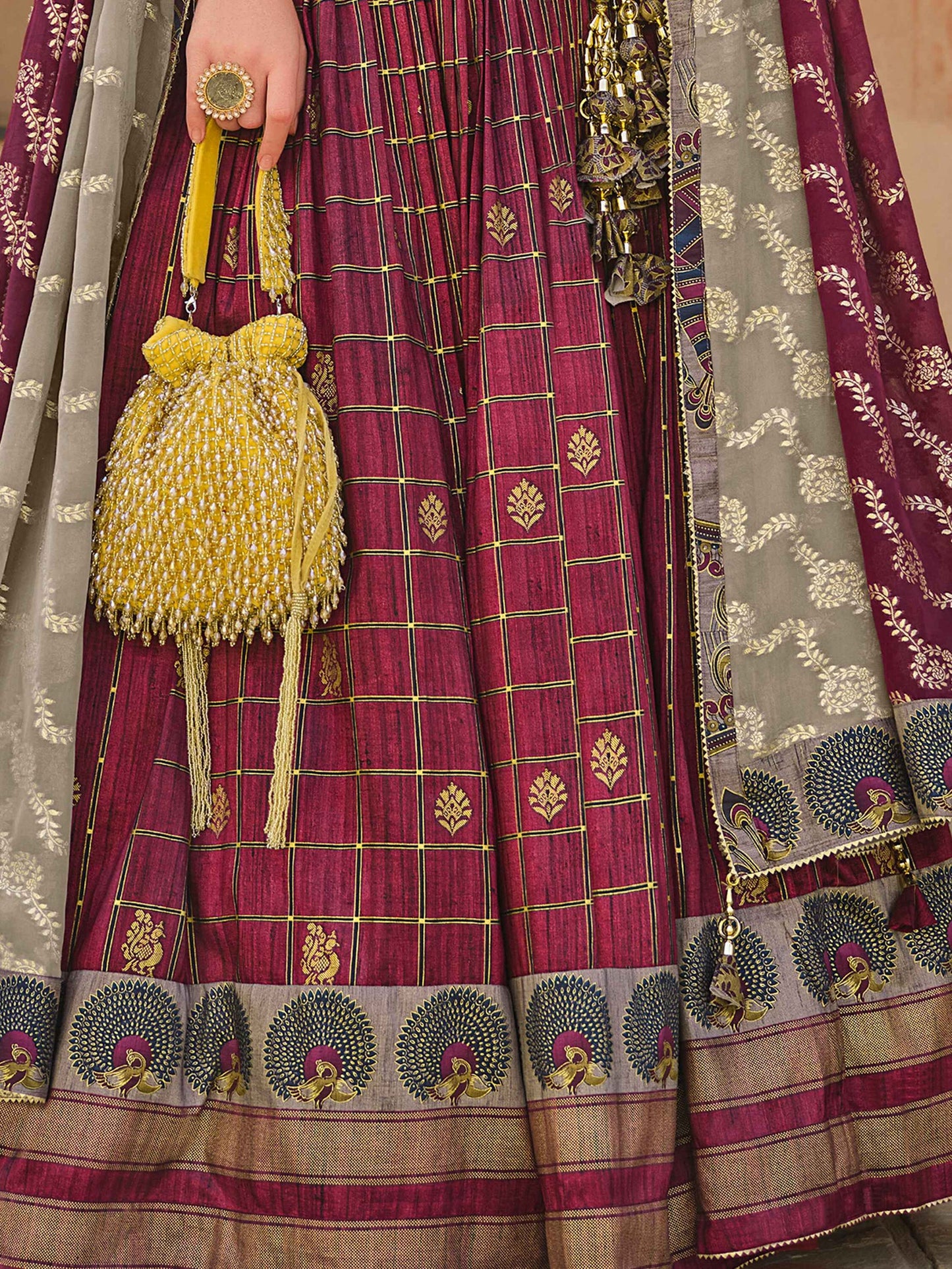 Glamorous Wine Sequins Silk Designer Lehenga Choli With Dupatta