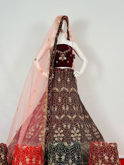 New design Velvet Full heavy Multi work Full heavy Coding Full heavy Glitter work Lehenga