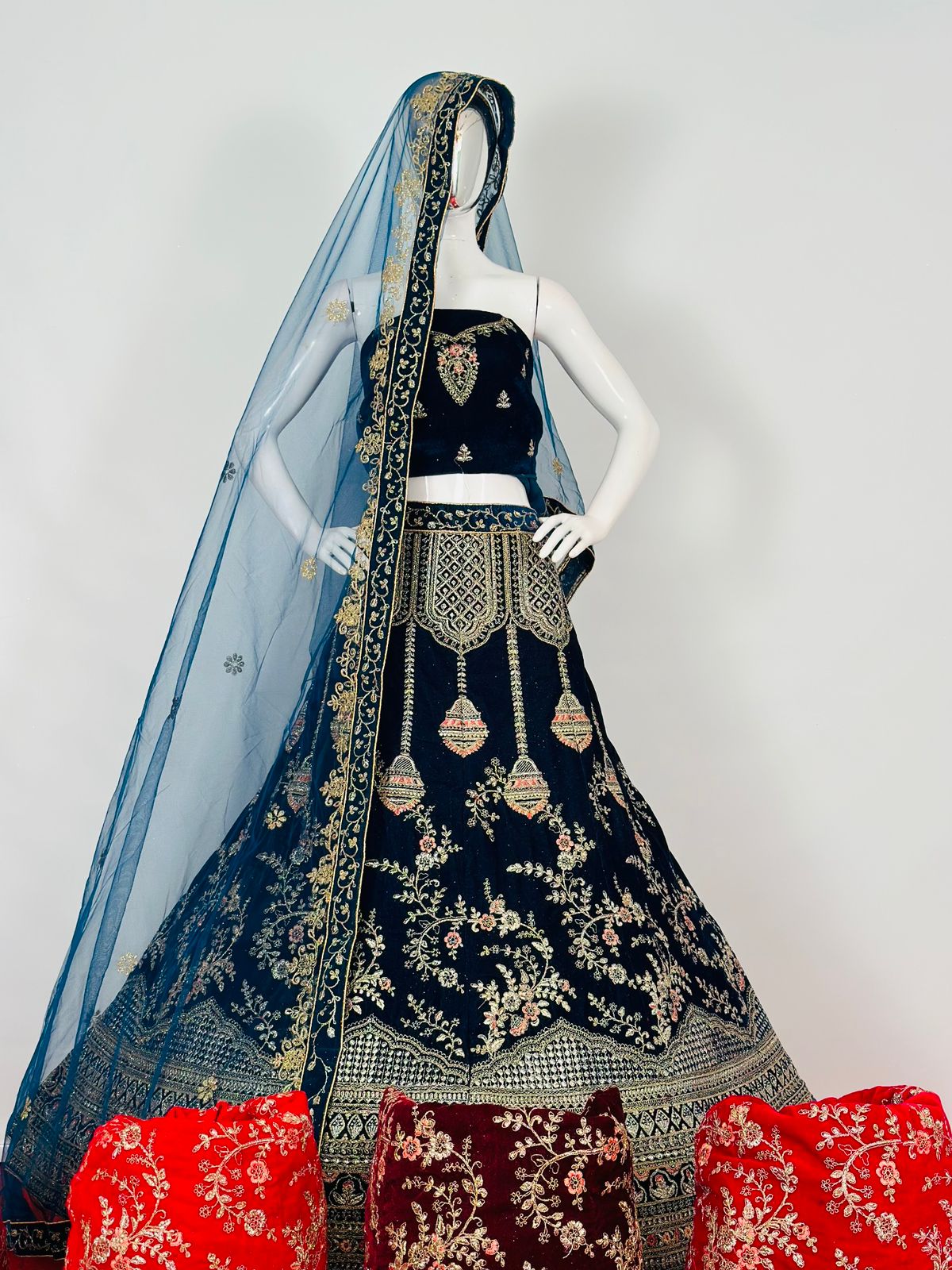 New design Velvet Full heavy Multi work Full heavy Coding Full heavy Glitter work Lehenga