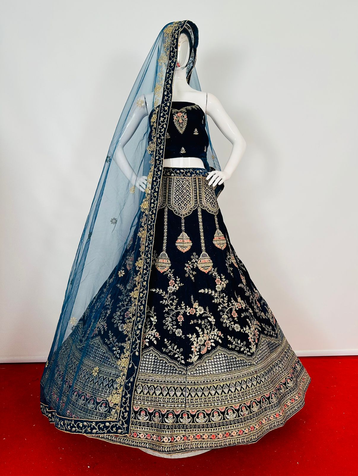 New design Velvet Full heavy Multi work Full heavy Coding Full heavy Glitter work Lehenga