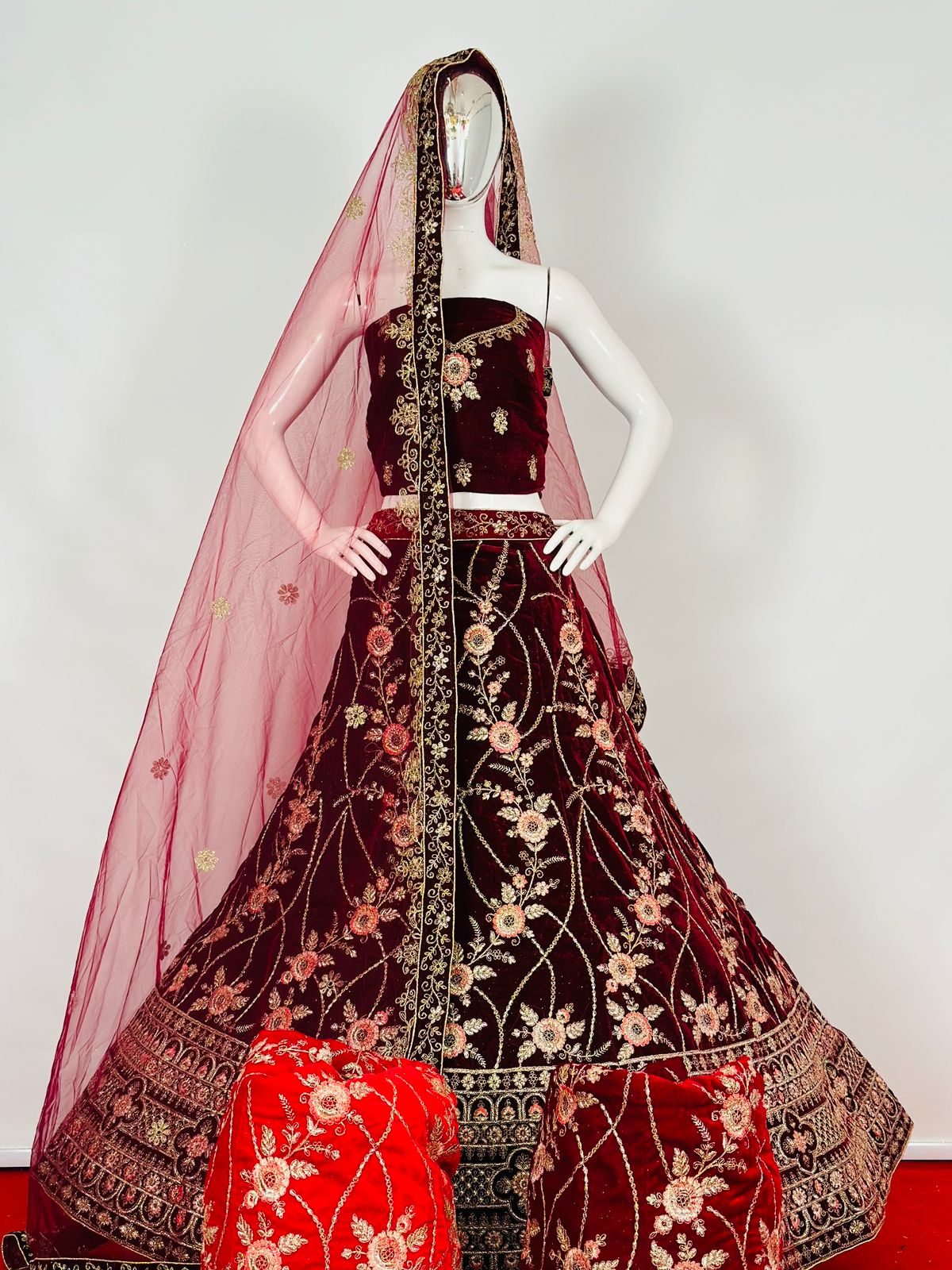 New design Velvet Full heavy Multi work Full heavy Coding Full heavy Glitter work Lehenga