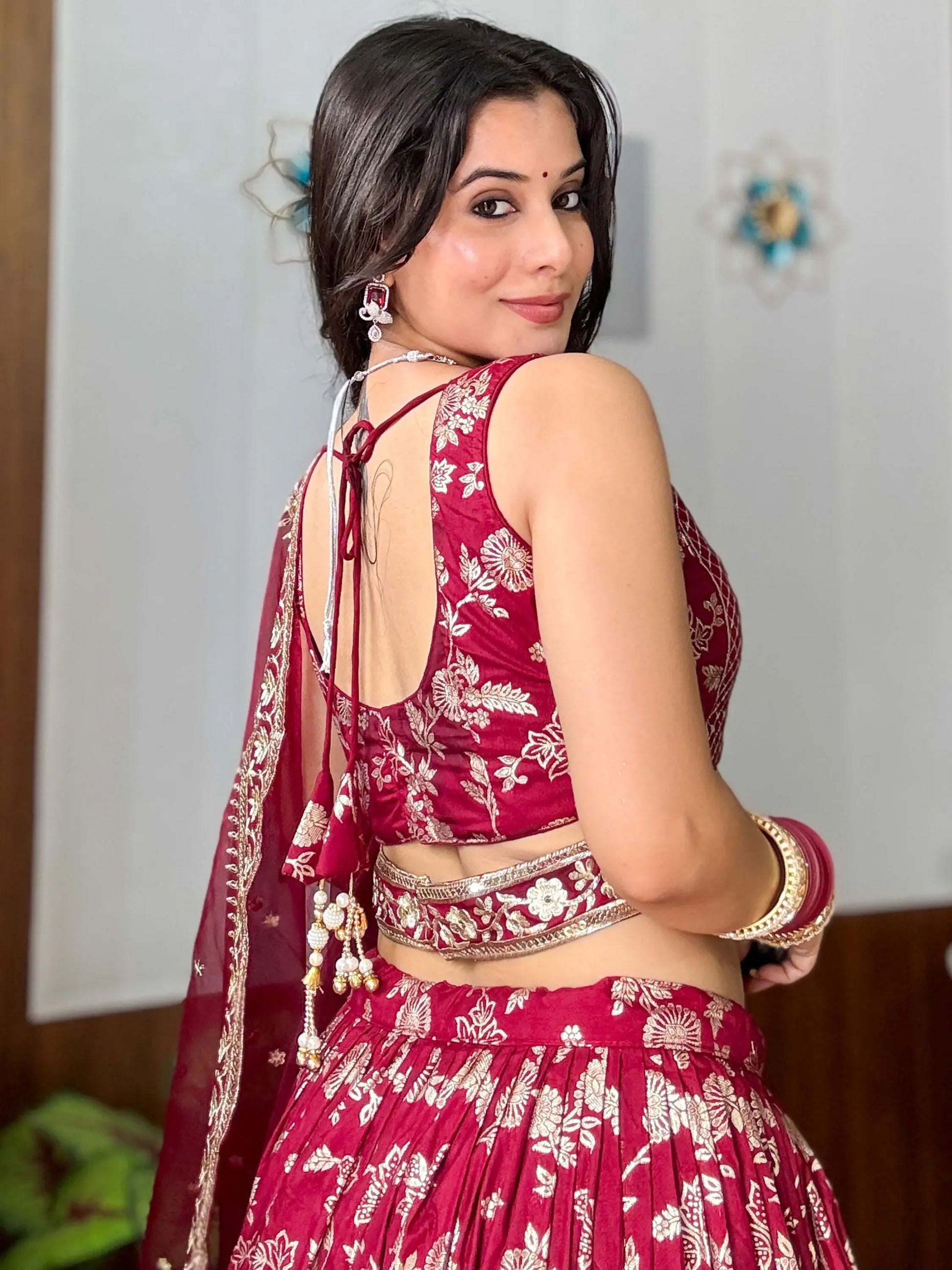 Exceptional Maroon Zari Embroidery Silk Wedding Wear Lehenga Choli