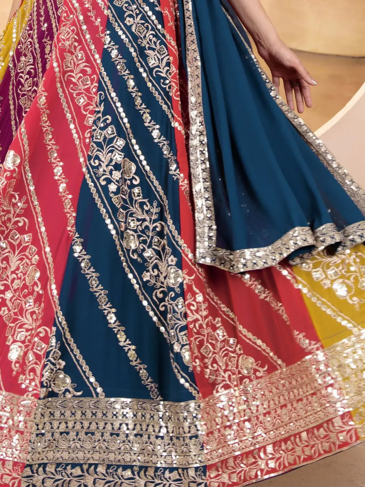 Adorable Multicolor Sequins Georgette Wedding Wear Lehenga Choli - Zeel Clothing