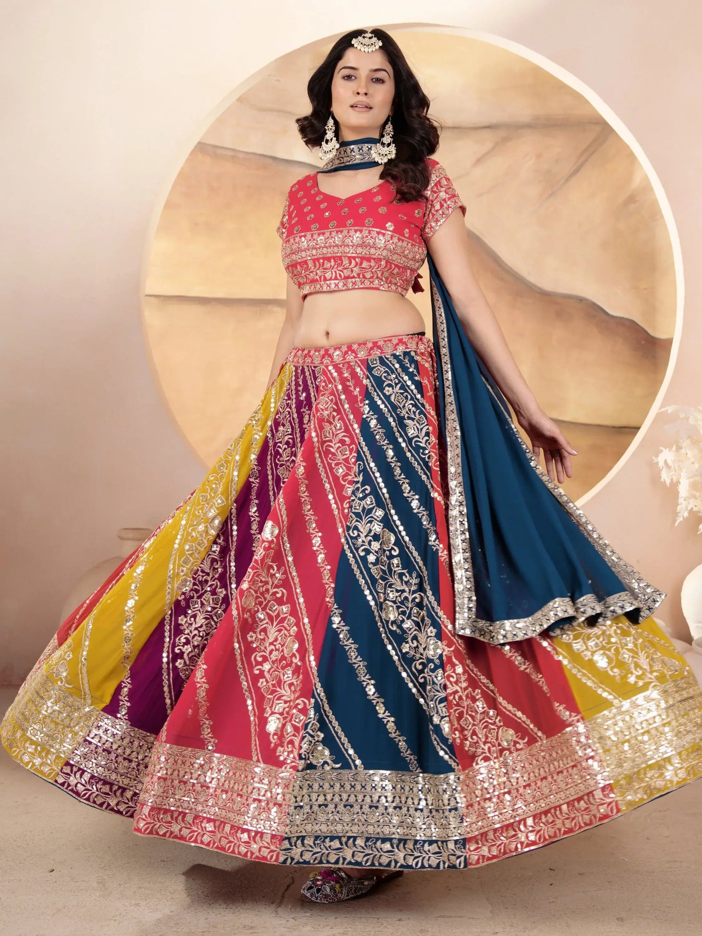Adorable Multicolor Sequins Georgette Wedding Wear Lehenga Choli - Zeel Clothing