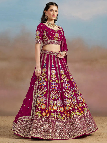 Adorable Pink Dori Work Georgette Lehenga Choli With Dupatta - Zeel Clothing