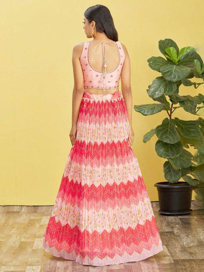 Adorable Pink Embroidered Work Chinon Traditional Lehenga Choli - Zeel Clothing