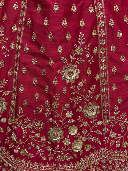 Adorable Pink Hand Work Silk Bridal Lehenga Choli With Double Dupatta - Zeel Clothing