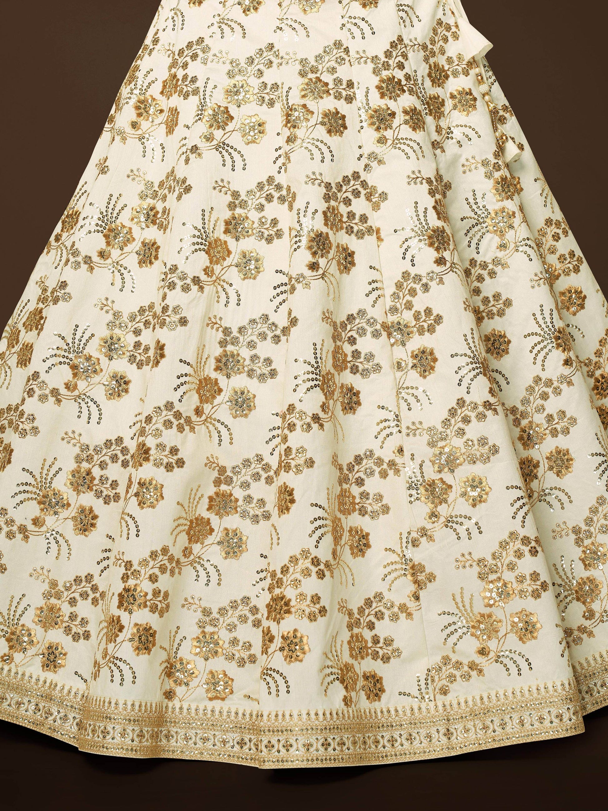 Adorable White Sequins Slub Silk Engagement Wear Lehenga Choli - Zeel Clothing