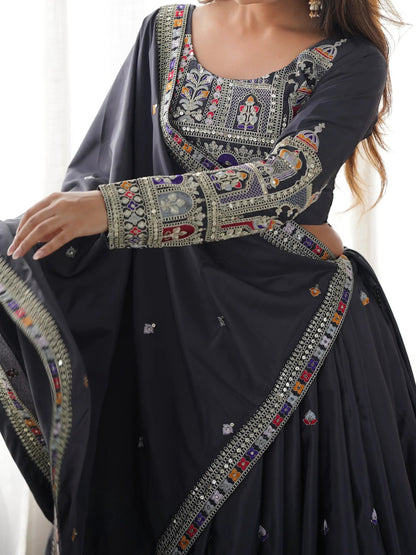 Alluring Grey Dori Work Silk Traditional Lehenga Choli With Dupatta - Zeel Clothing