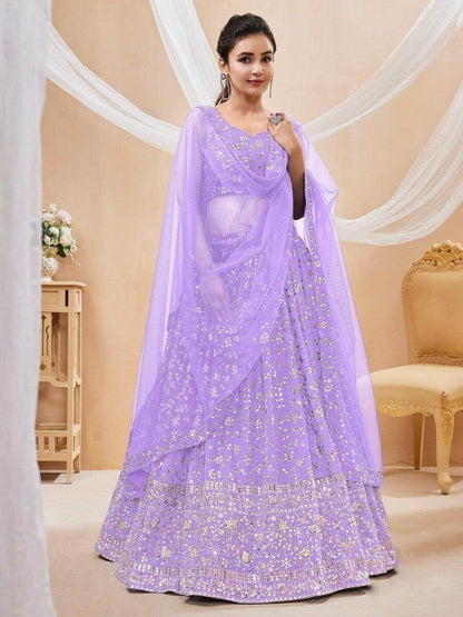 Alluring Lavender Sequins Georgette Engagement Wear Lehenga Choli - Zeel Clothing
